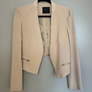 Cream/Tan Cropped Open-Front Blazer / Jacket
